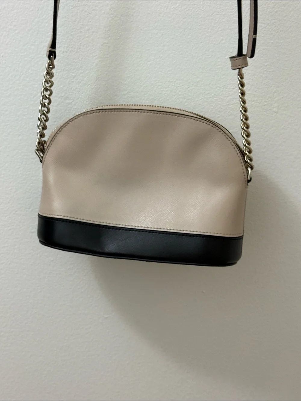 kate spade Two-Tone Beige and Black Dome Crossbody with Gold Chain